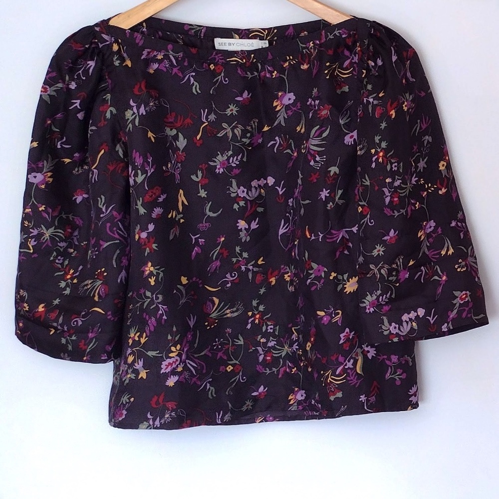 See by Chloe Silk Bell Sleeve Blouse